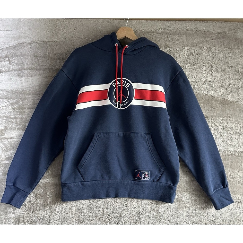 Jordan Hoodie Mens Medium Blue Pullover PSG Paris Saint-Germain